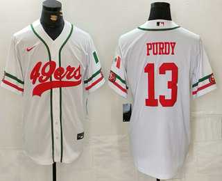 Mens San Francisco 49ers #13 Brock Purdy White Mexico Cool Base Stitched Baseball Jersey